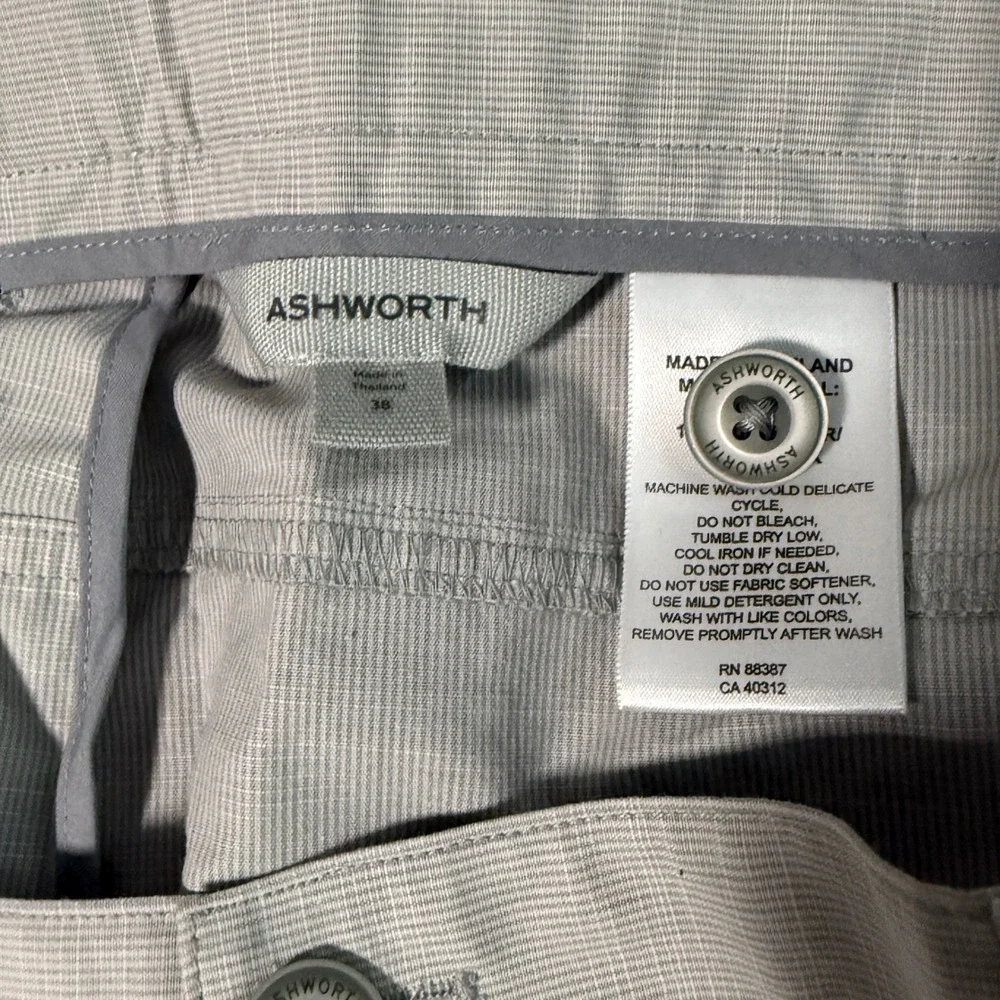 Ashworth Golf Pants Mens 38 Medium Grey Micro Check AM6153S6 NWT New